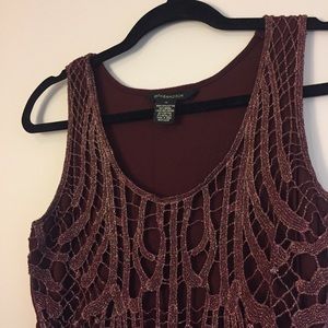 Glittery Lacey Burgundy Tank Top